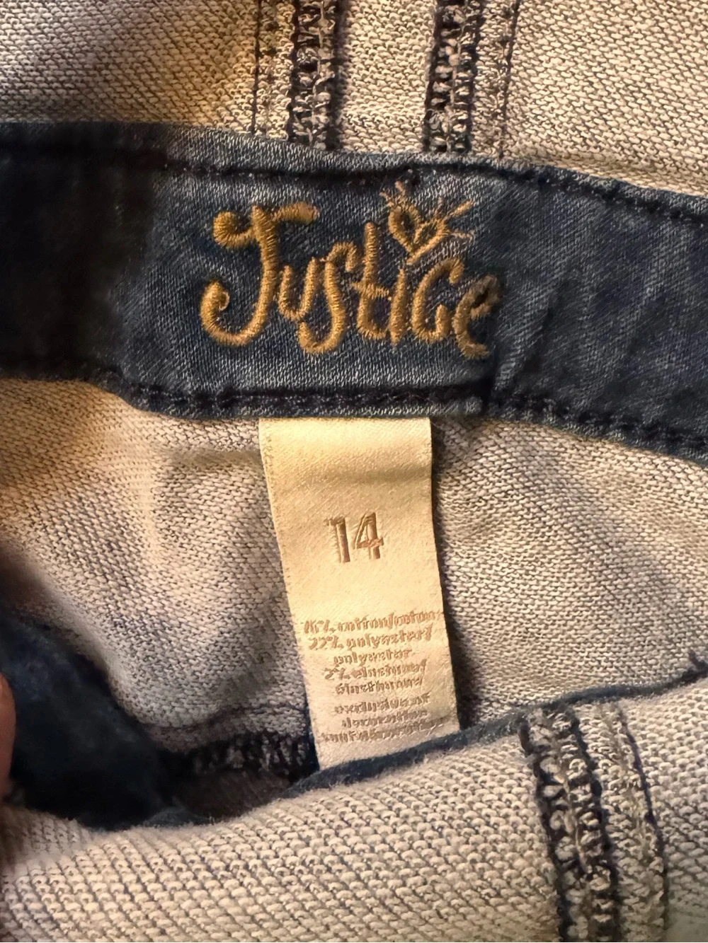 NWOT Justice Girls Medium Blue Stretch Denim Overalls